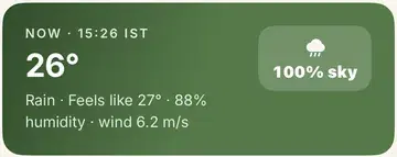 Current weather card from the Weather screen