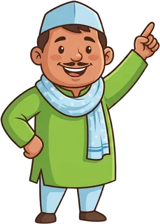 Kisaan Veer, the Cold Konnect farmer mascot, pointing