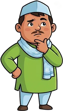Kisaan Veer thinking, hand on chin