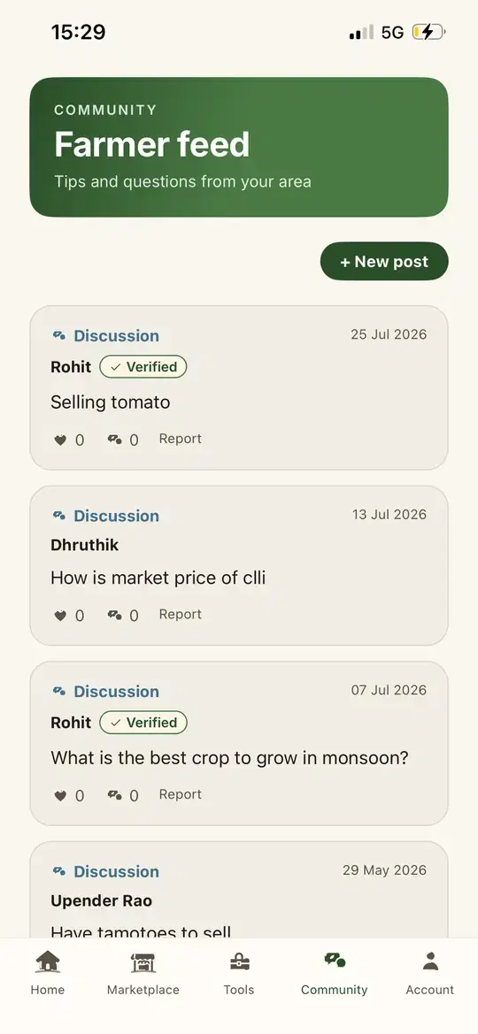 Community farmer feed in the Cold Konnect app