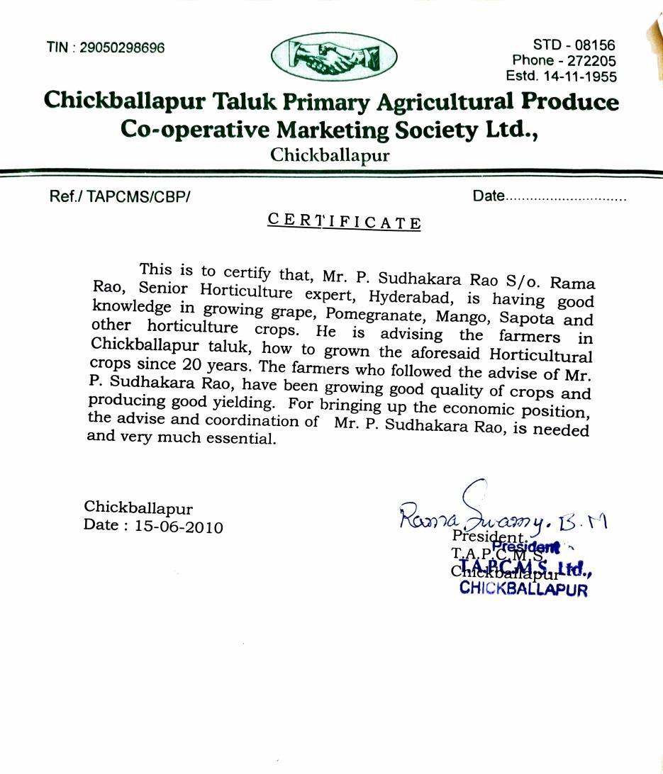 Twenty years of advising Karnataka growers on grape, pomegranate, mango & sapota